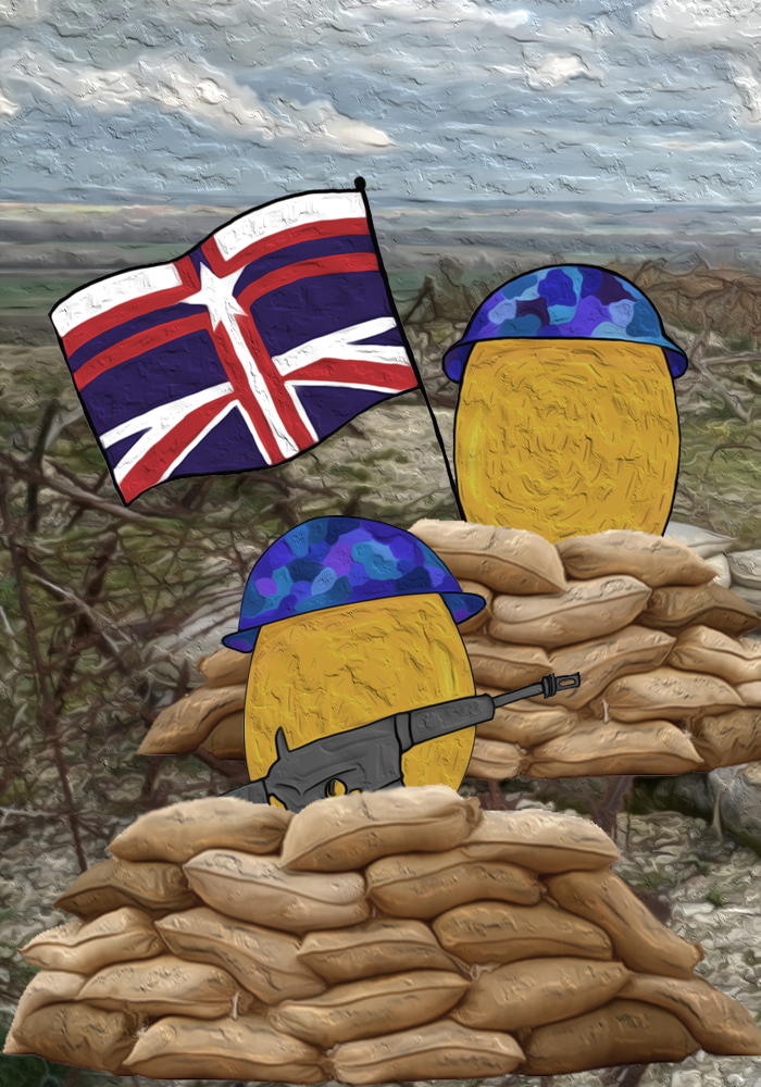 Vooperian potato soldiers at war